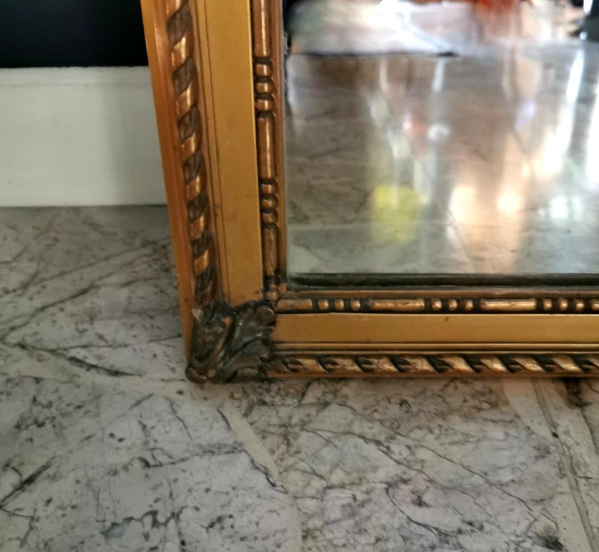 Louis XVI Style Gold Leaf Wood Mirror, France, 1870-1880 1