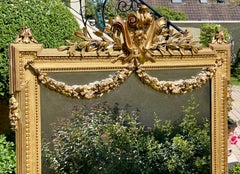 Louis XVI Style Golden Plaster Mirror, 19th Century