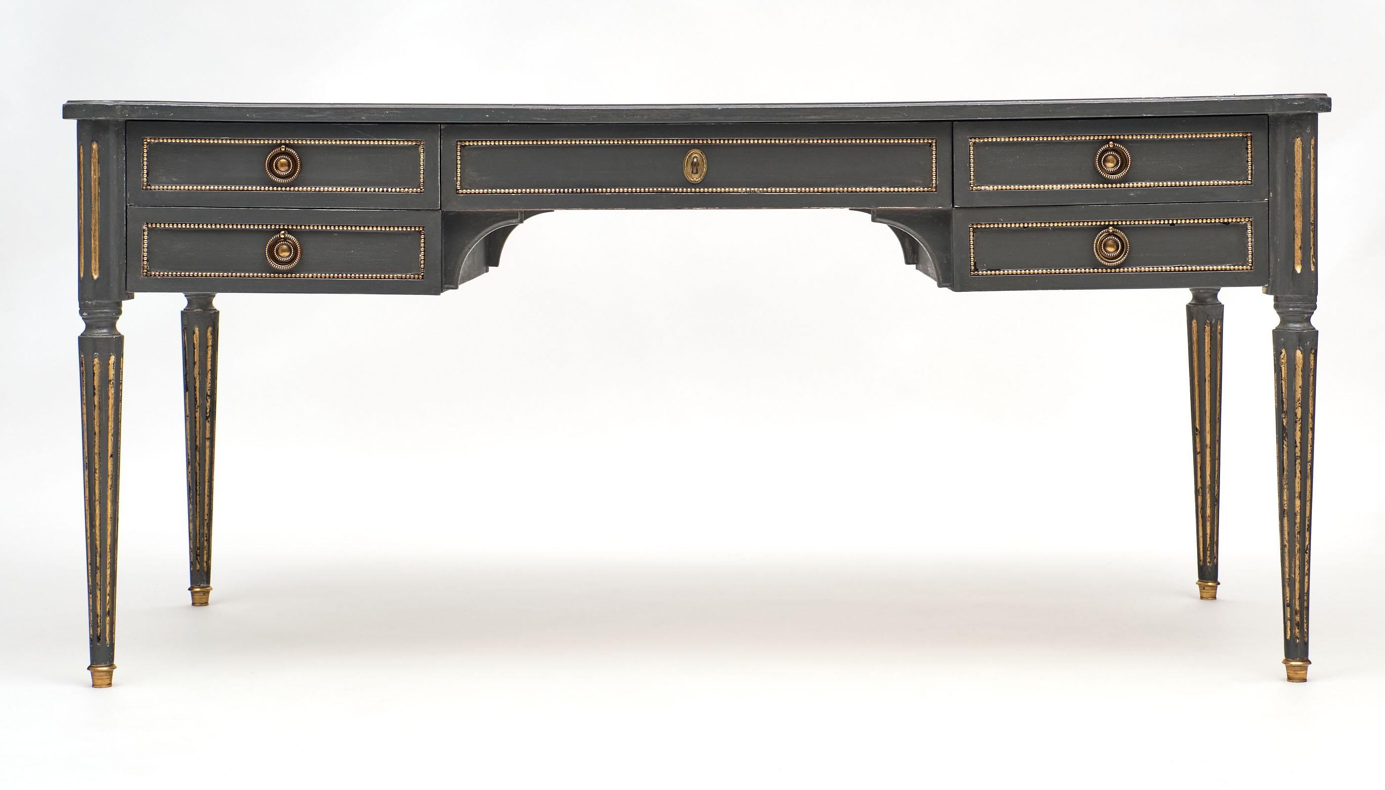 Late 19th Century Louis XVI Style Grand Gray Painted Desk