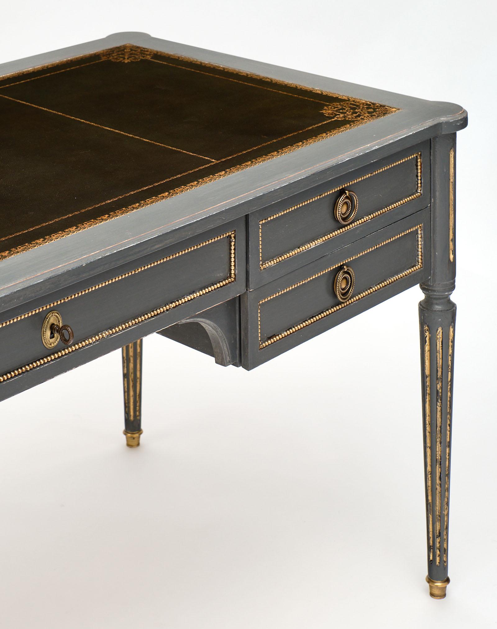 Louis XVI Style Grand Gray Painted Desk 2