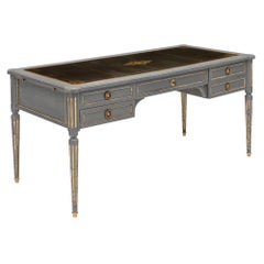 Louis XVI Style Grand Gray Painted Desk
