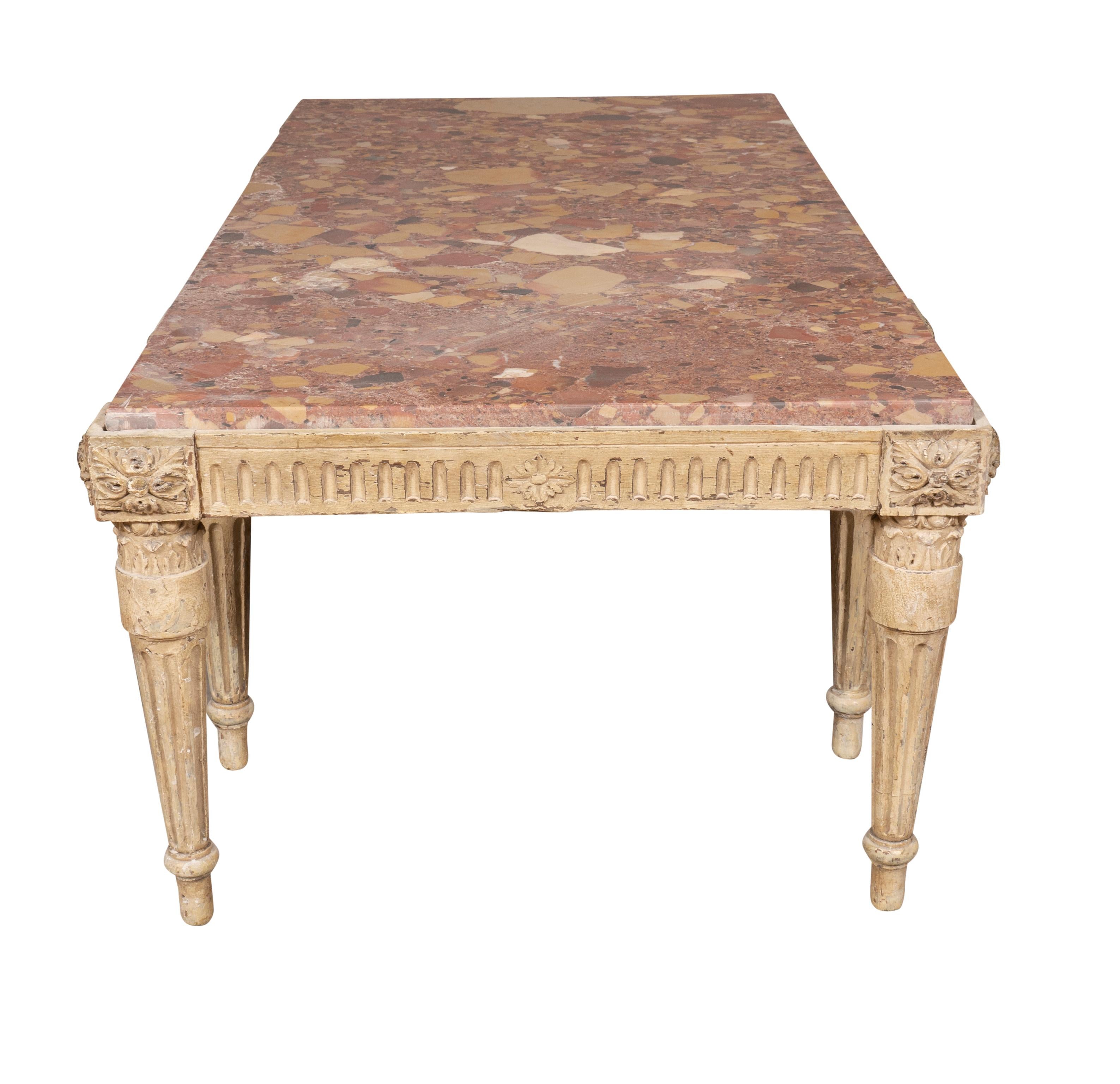 French Louis XVI Style Gray Painted Coffee Table For Sale