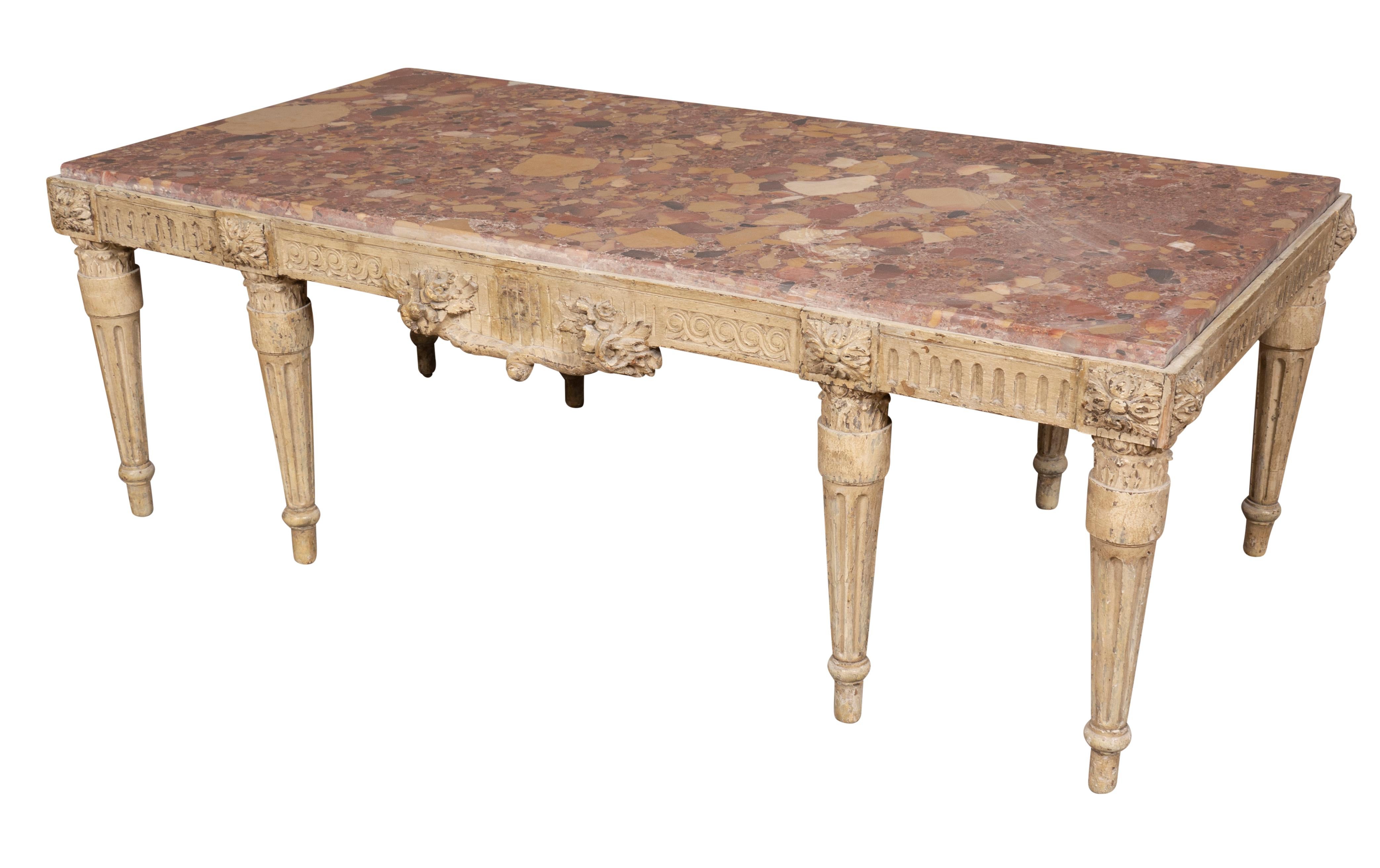 Louis XVI Style Gray Painted Coffee Table In Good Condition For Sale In Essex, MA