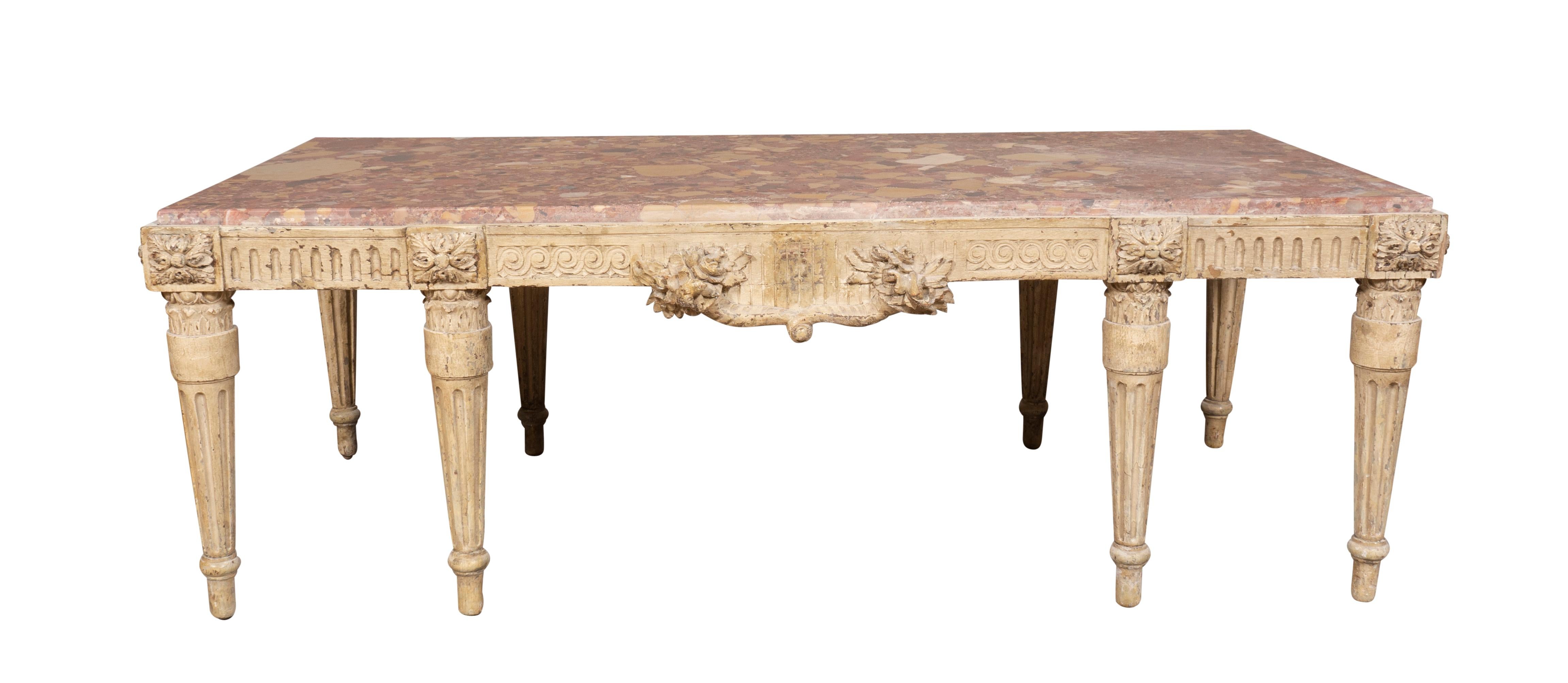 Late 19th Century Louis XVI Style Gray Painted Coffee Table For Sale