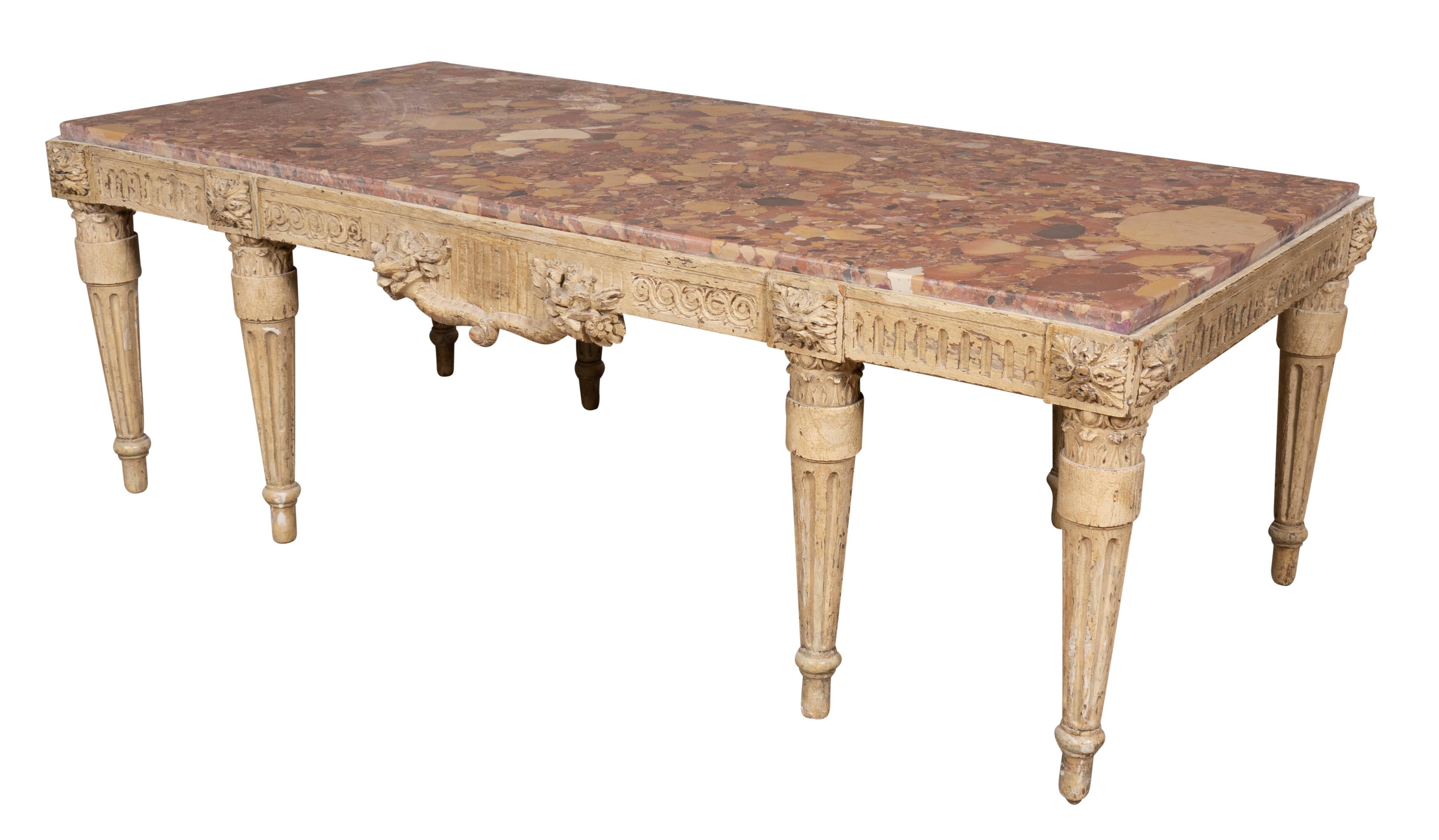 Louis XVI Style Gray Painted Coffee Table For Sale 1