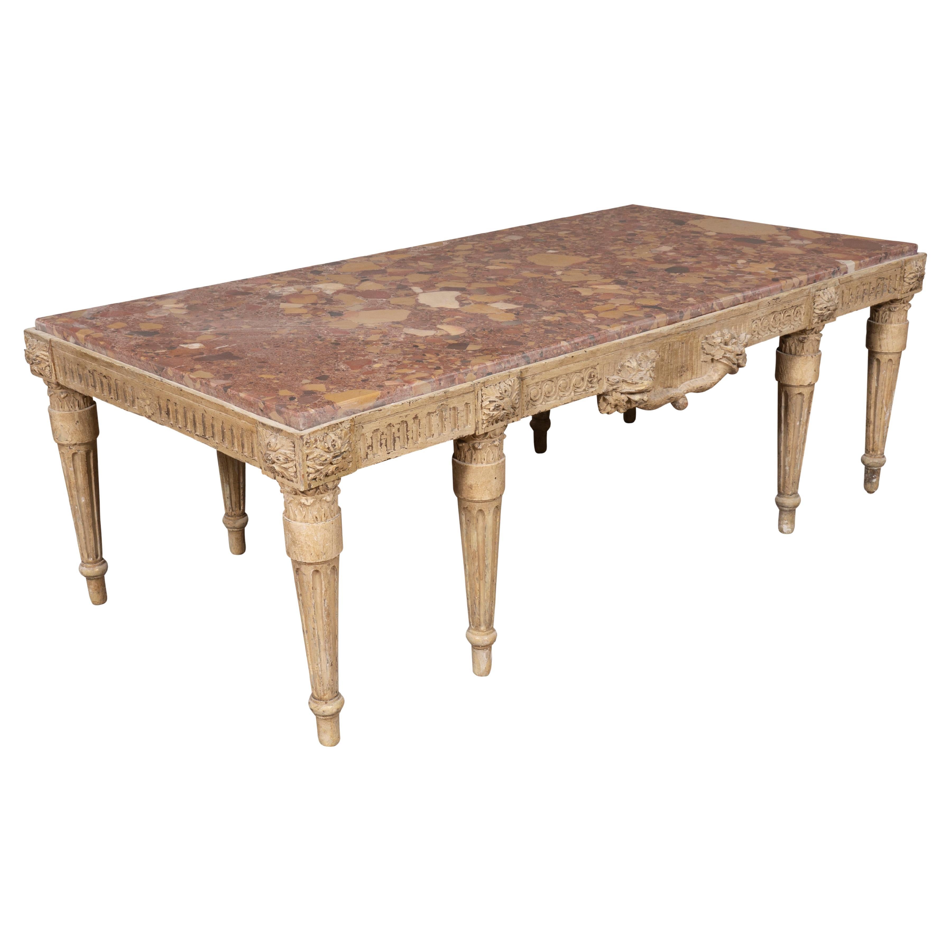Louis XVI Style Gray Painted Coffee Table For Sale