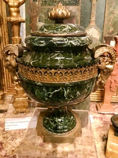 Louis XVI Style Green Marble Urn or Bowl