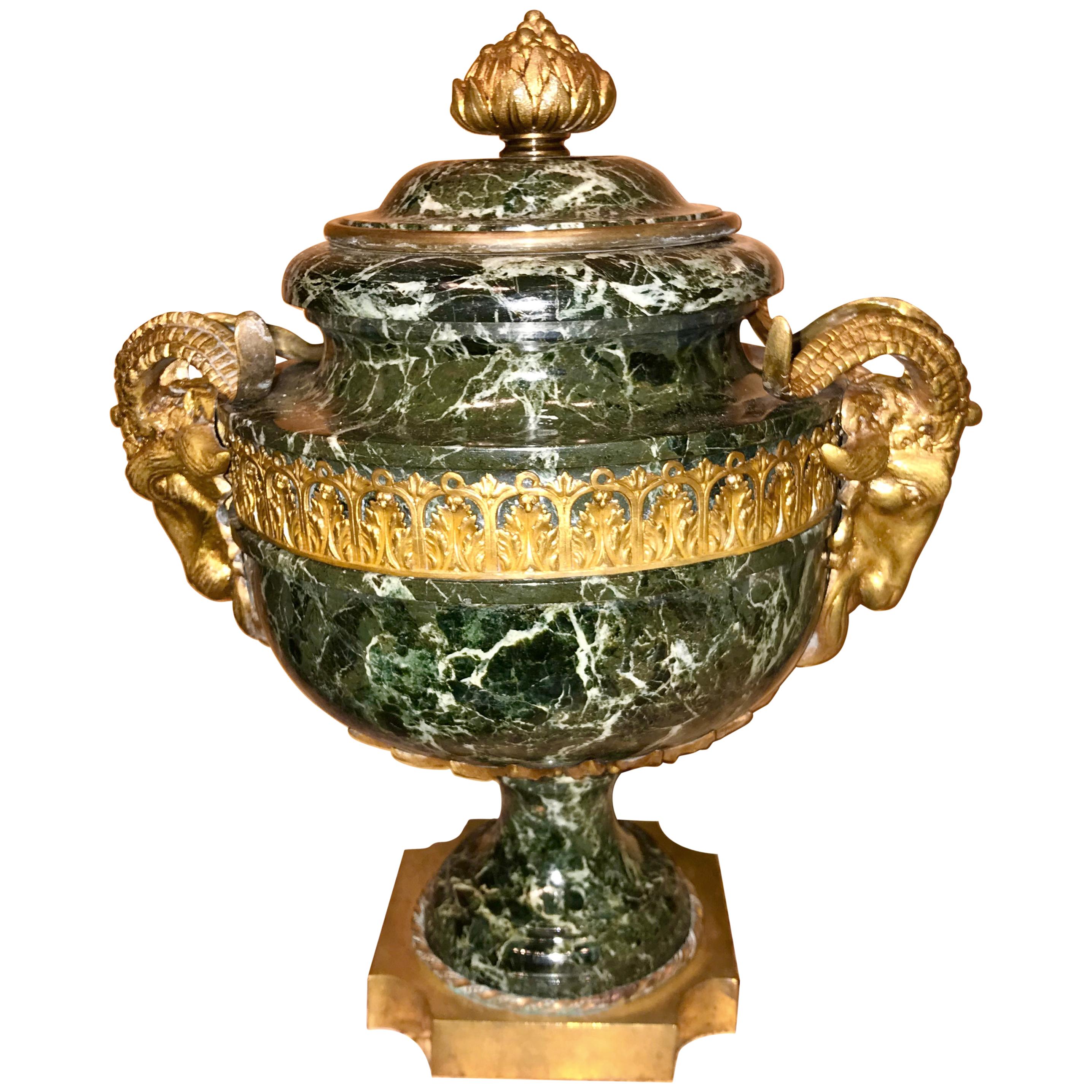 Louis XVI Style Green Marble Urn or Bowl