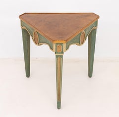 Louis XVI Style Green Painted Walnut Side Table
