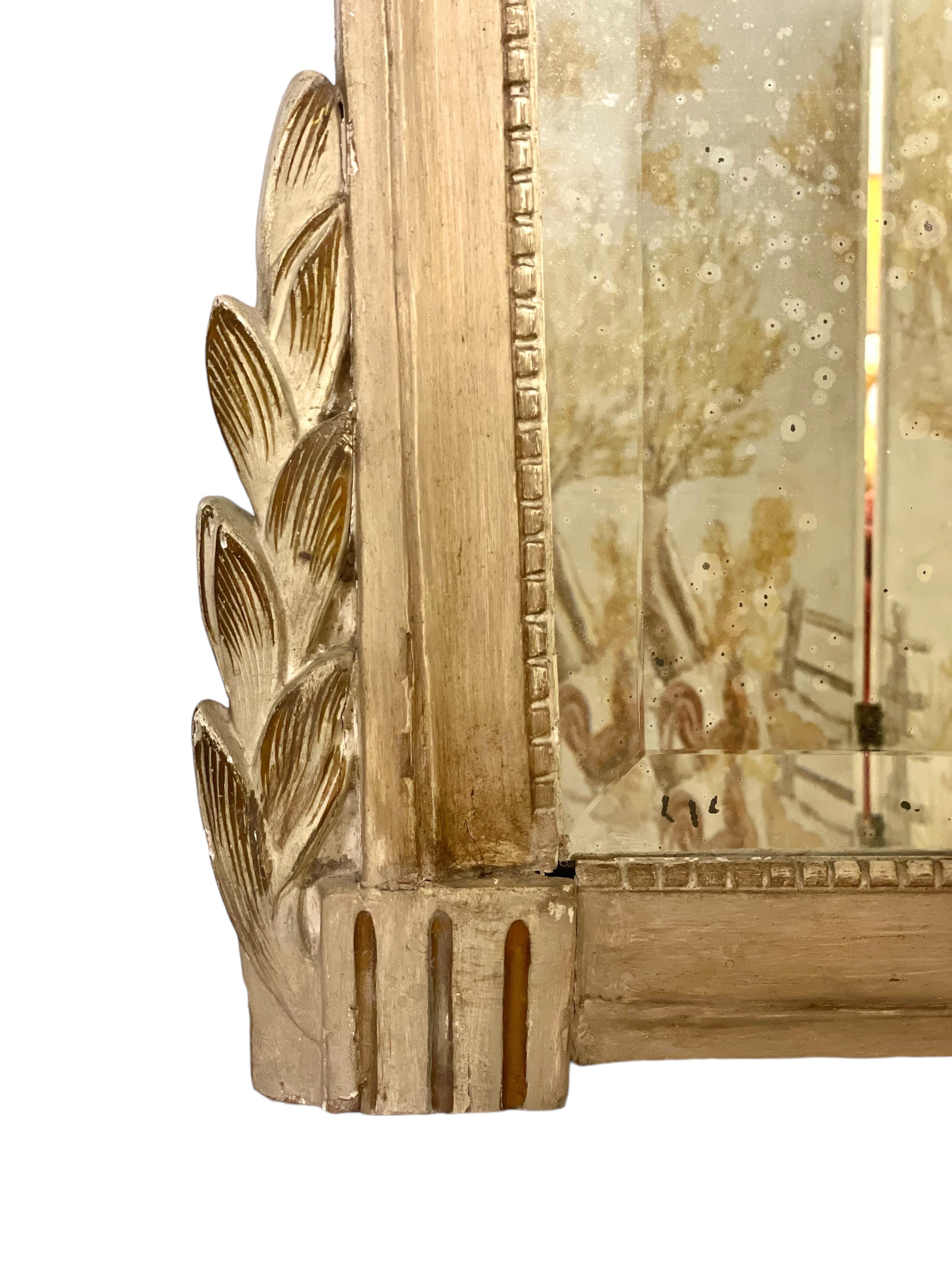 Laqué Miroir Louis XVI du 19ème siècle laqué gris en vente