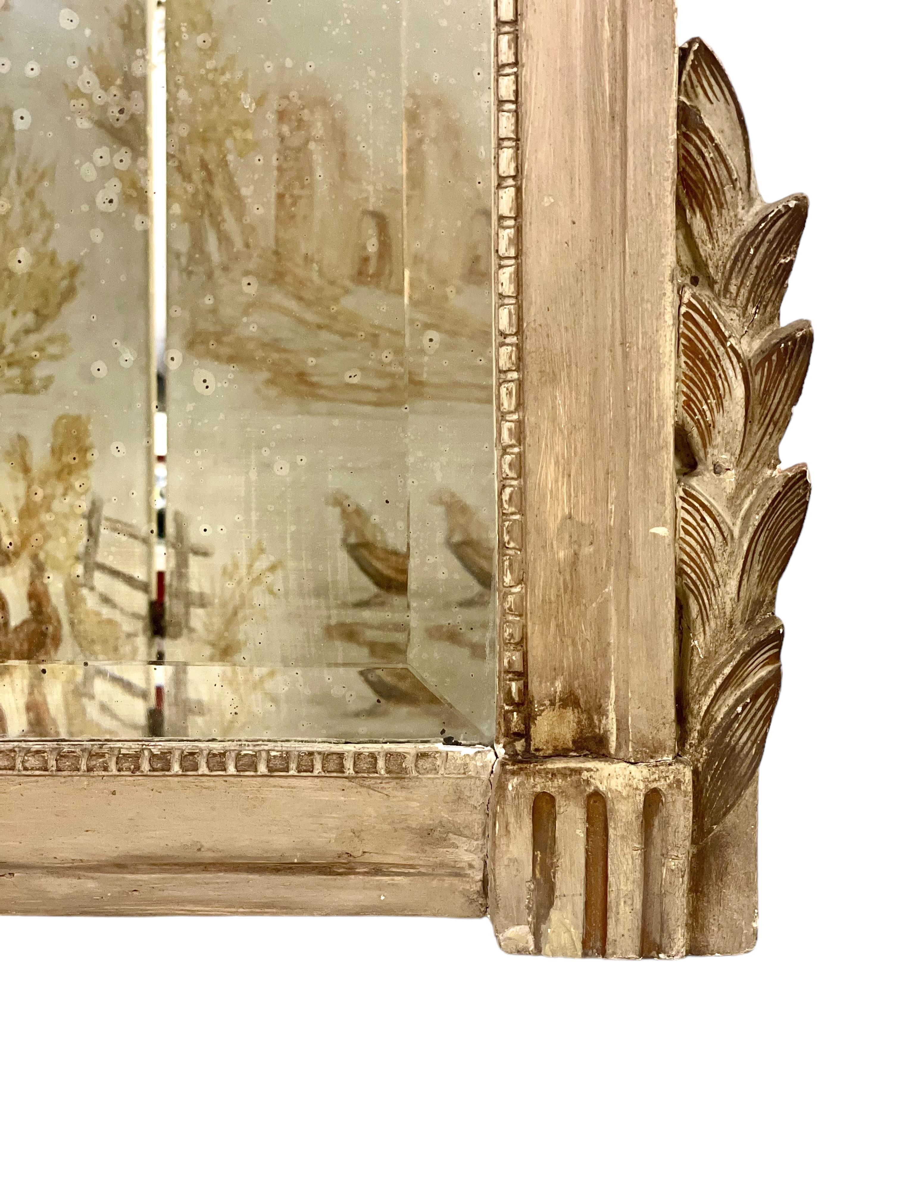 XIXe siècle Miroir Louis XVI du 19ème siècle laqué gris en vente