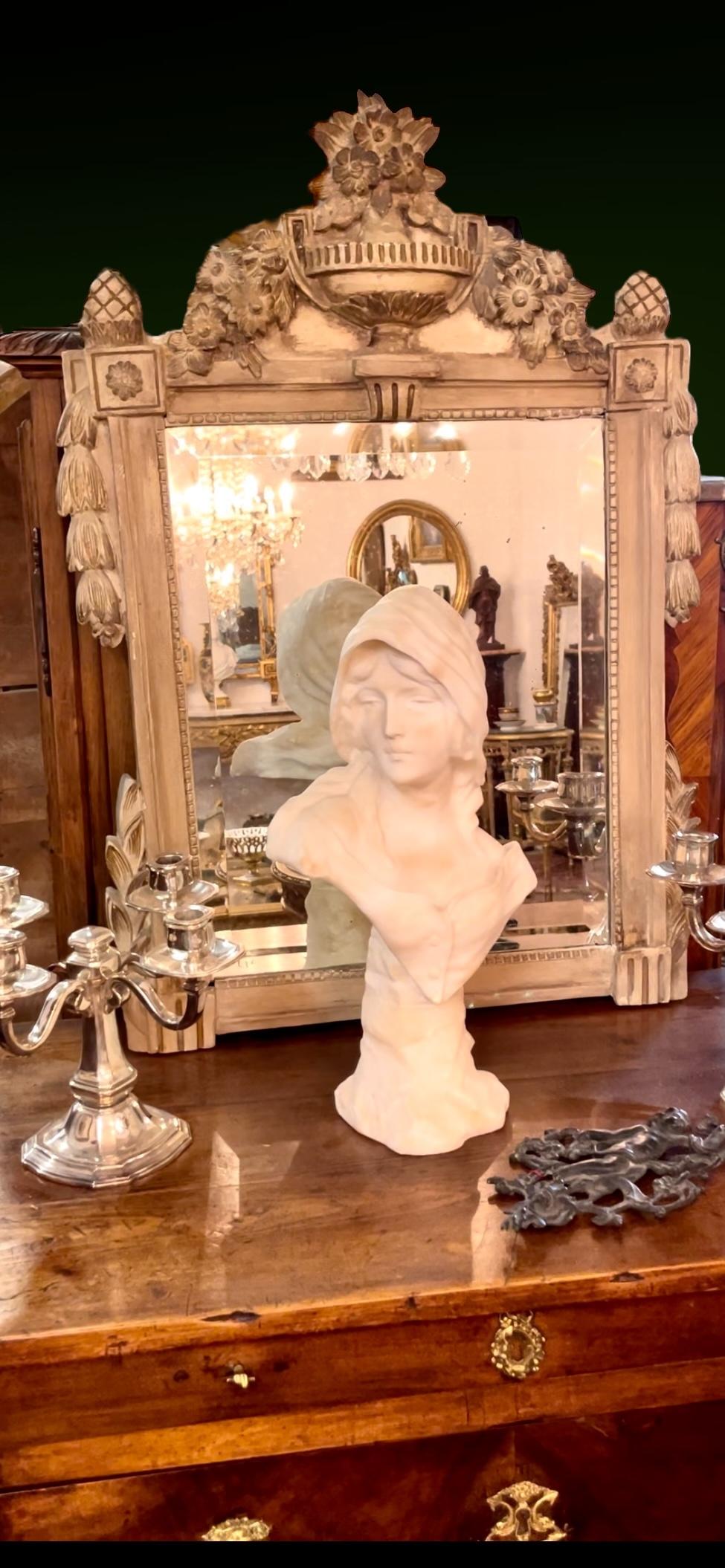 Miroir Louis XVI du 19ème siècle laqué gris en vente 2