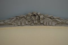 Louis XVI Style Grey Painted Sofa Newly Upholstered in Soft Yellow Fabric