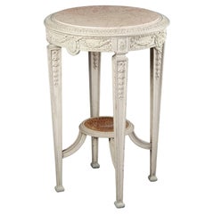 Guéridon de style Louis XVI en bois laqué gris