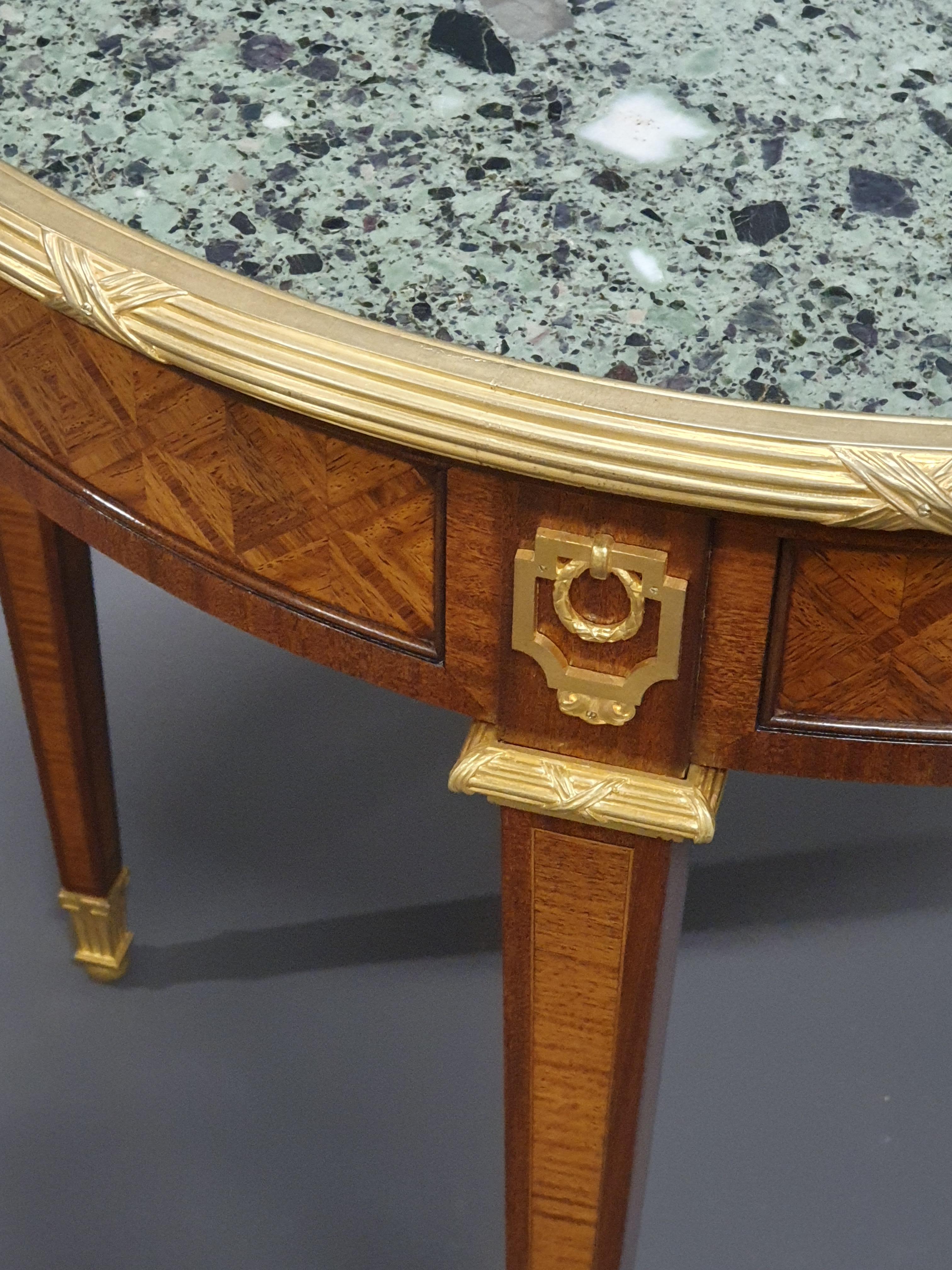 Louis XVI Style Gueridon Table in Marquetry and Gilt Bronze For Sale 6
