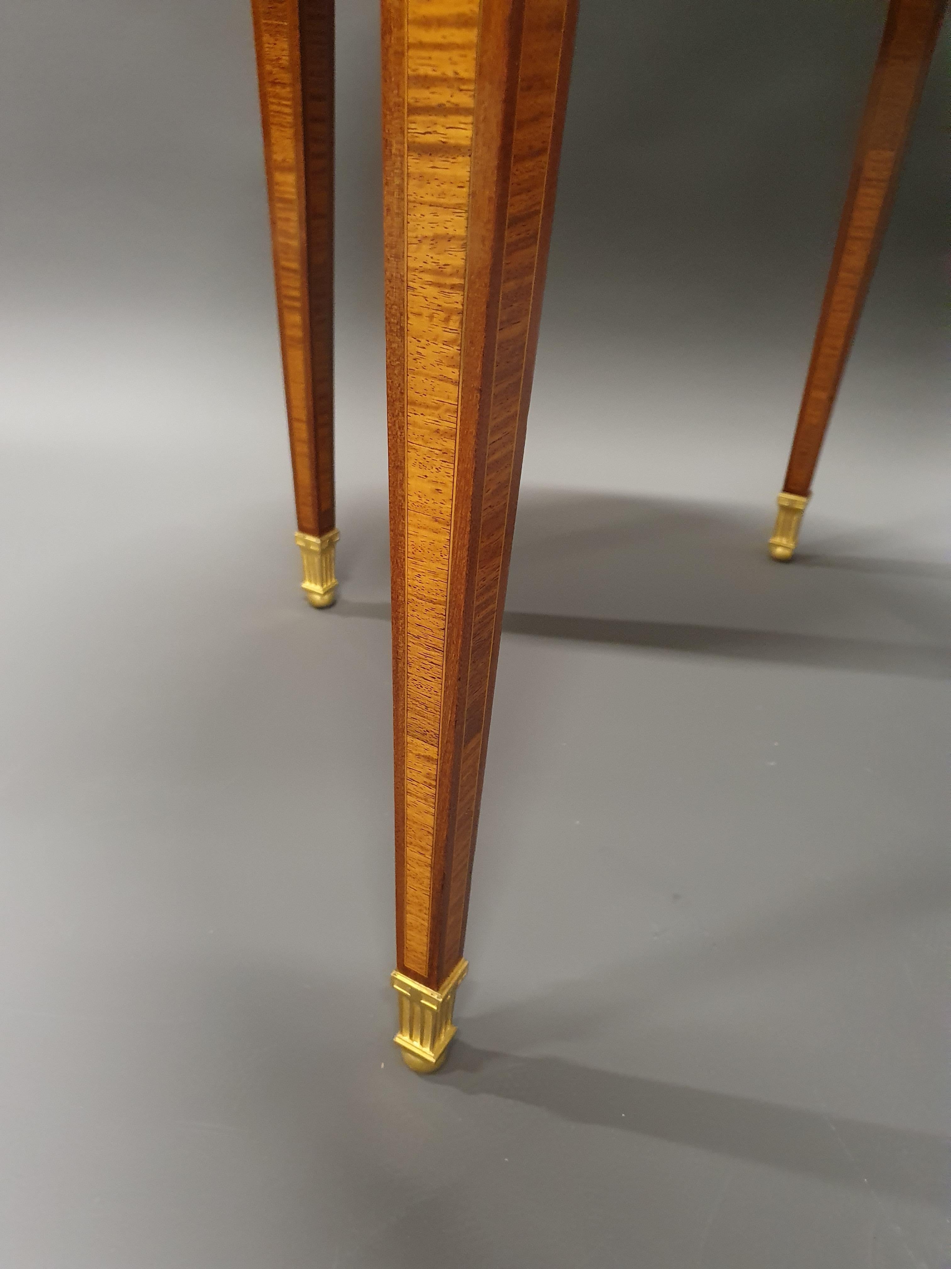 Louis XVI Style Gueridon Table in Marquetry and Gilt Bronze For Sale 1
