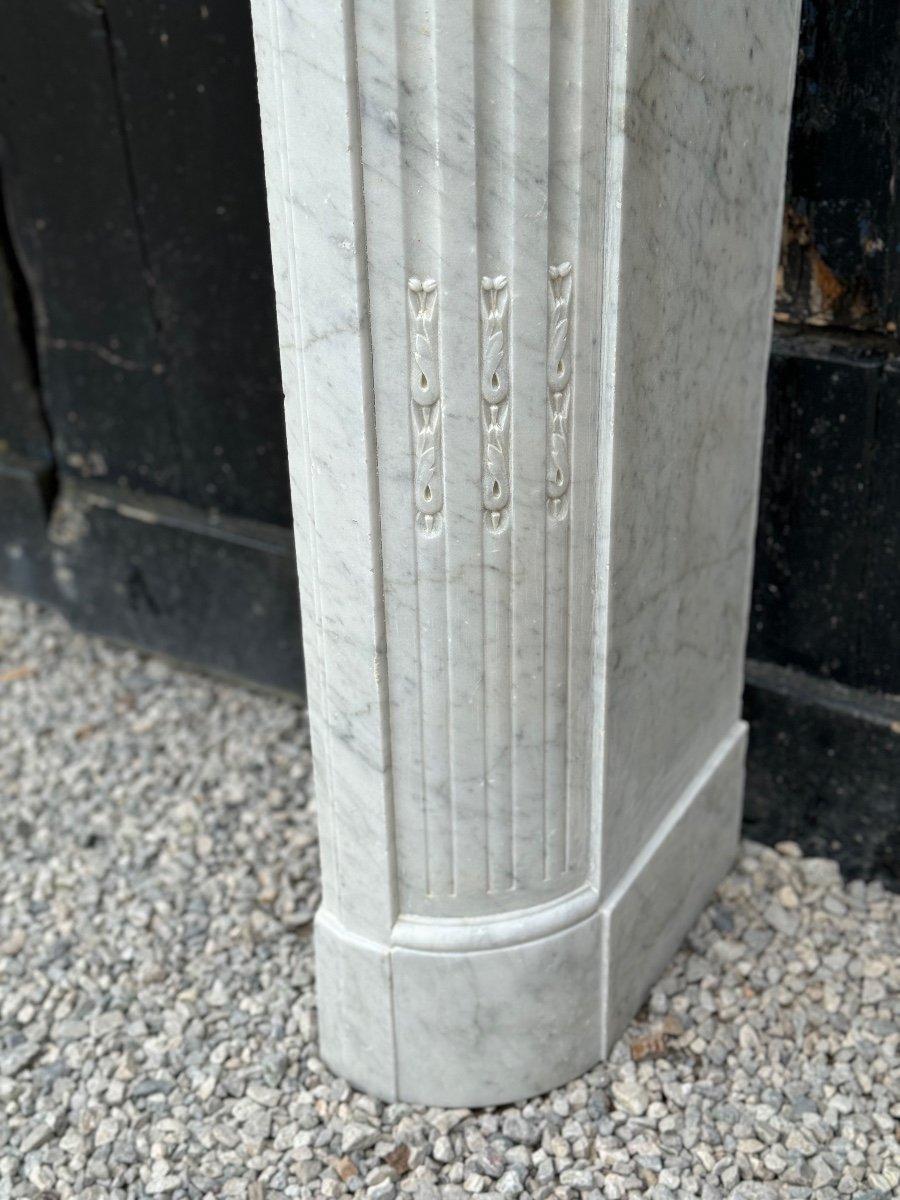Louis XVI Style Half Moon Fireplace In White Carrara Marble Circa 1880 For Sale 1
