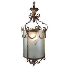 Louis XVI Style Hall Lantern In Bronze And Brass, 1900s