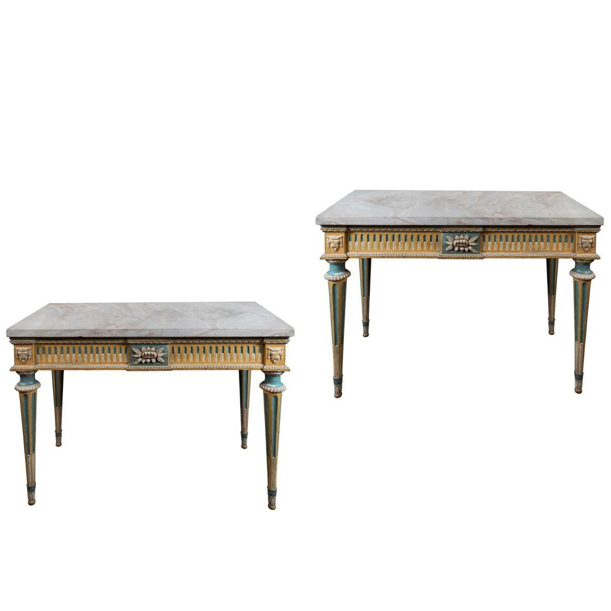 Louis XVI Style, Hand-Painted, Italian Consoles