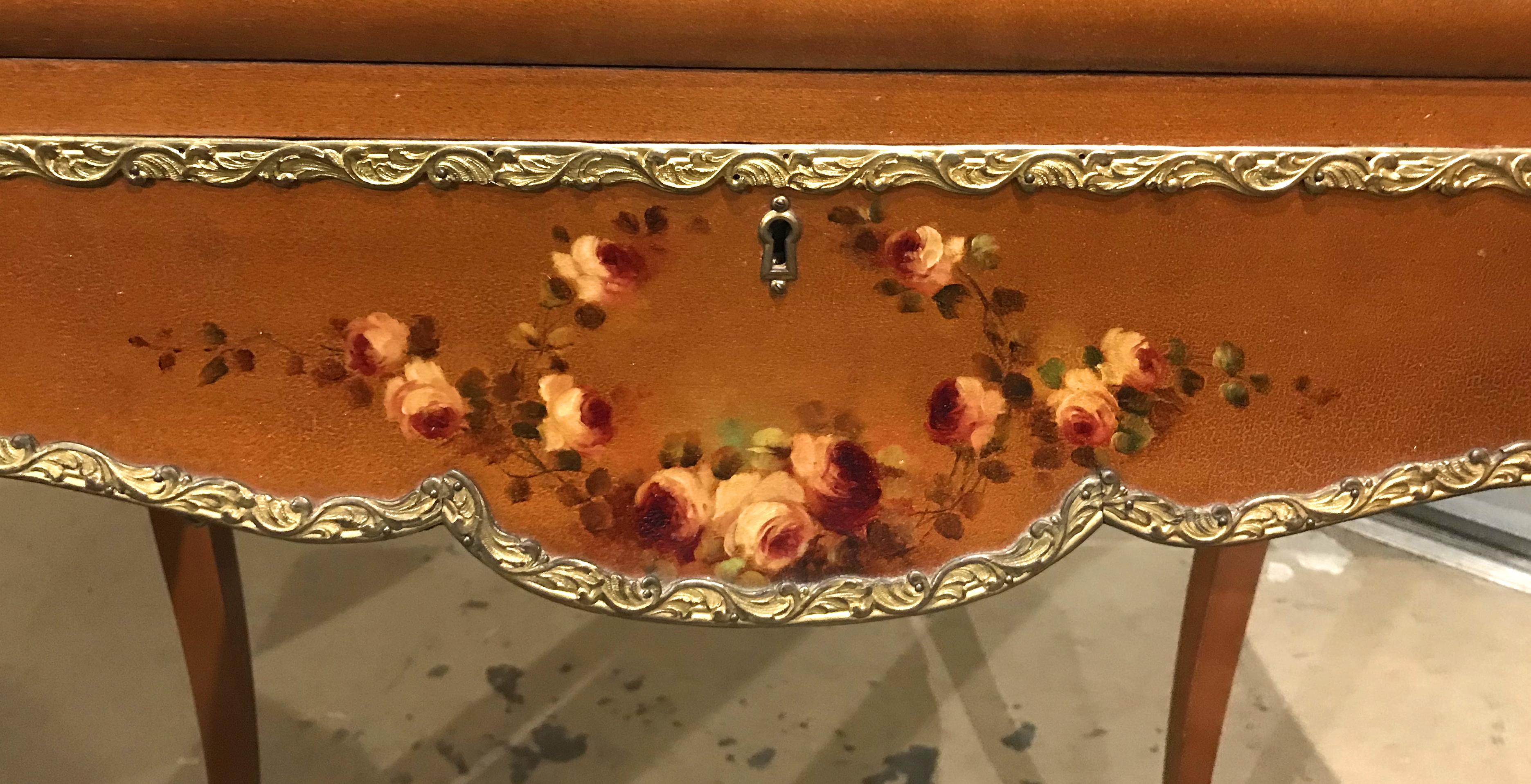 Louis XVI Style Hand Painted Ladies Writing Desk with Ormolu by Paine Furniture 1