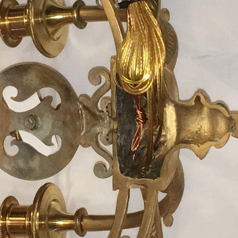 Louis XVI Style Harp Back Bronze Wall Sconces, a Pair For Sale 6