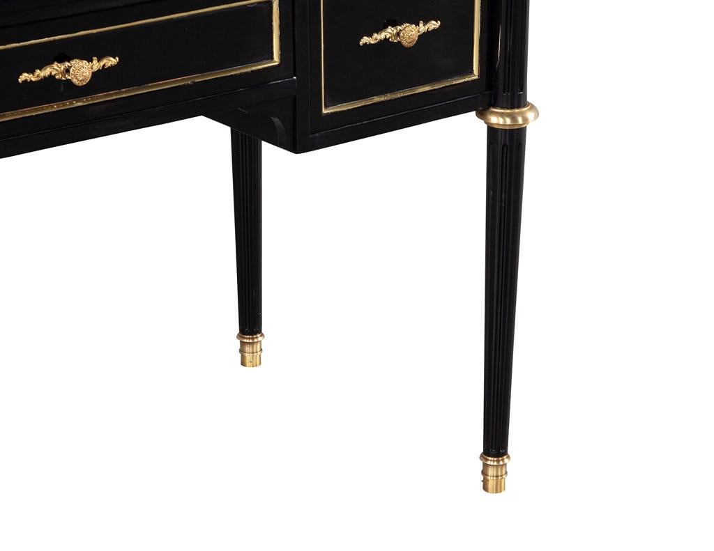 Louis XVI Style High Gloss Black Lacquered Writing Desk 2