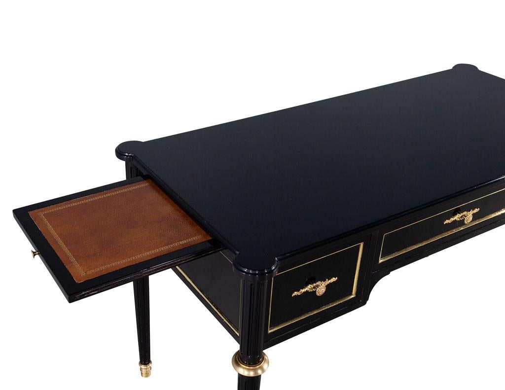 American Louis XVI Style High Gloss Black Lacquered Writing Desk