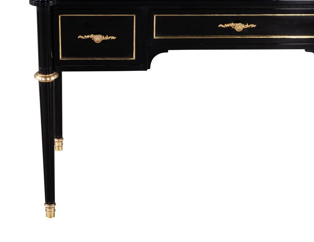 Mid-20th Century Louis XVI Style High Gloss Black Lacquered Writing Desk