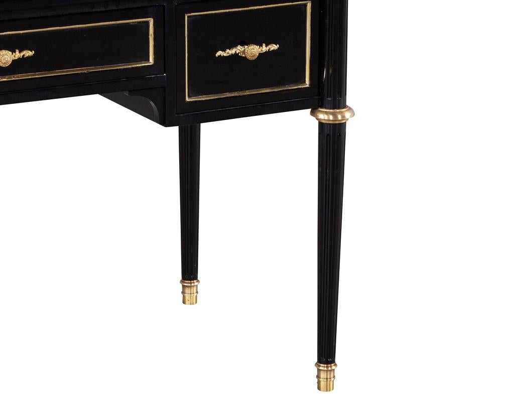 Louis XVI Style High Gloss Black Lacquered Writing Desk 1