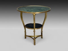 Louis XVI Style, Hollywood Regency, Bronze, Green Marble, Gueridons, 20th c.