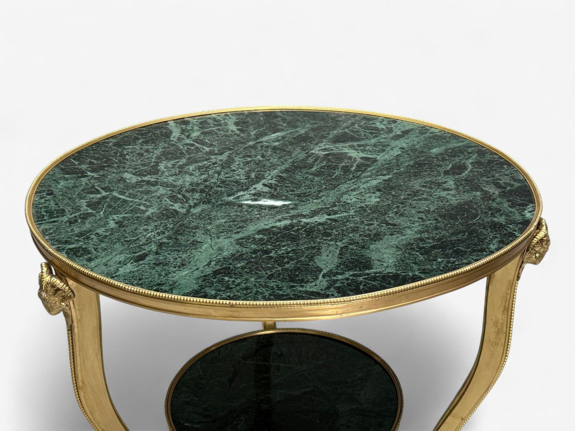 Style Louis XVI Hollywood Regency, bronze, marbre vert, Gueridons, 20e siècle en vente 1