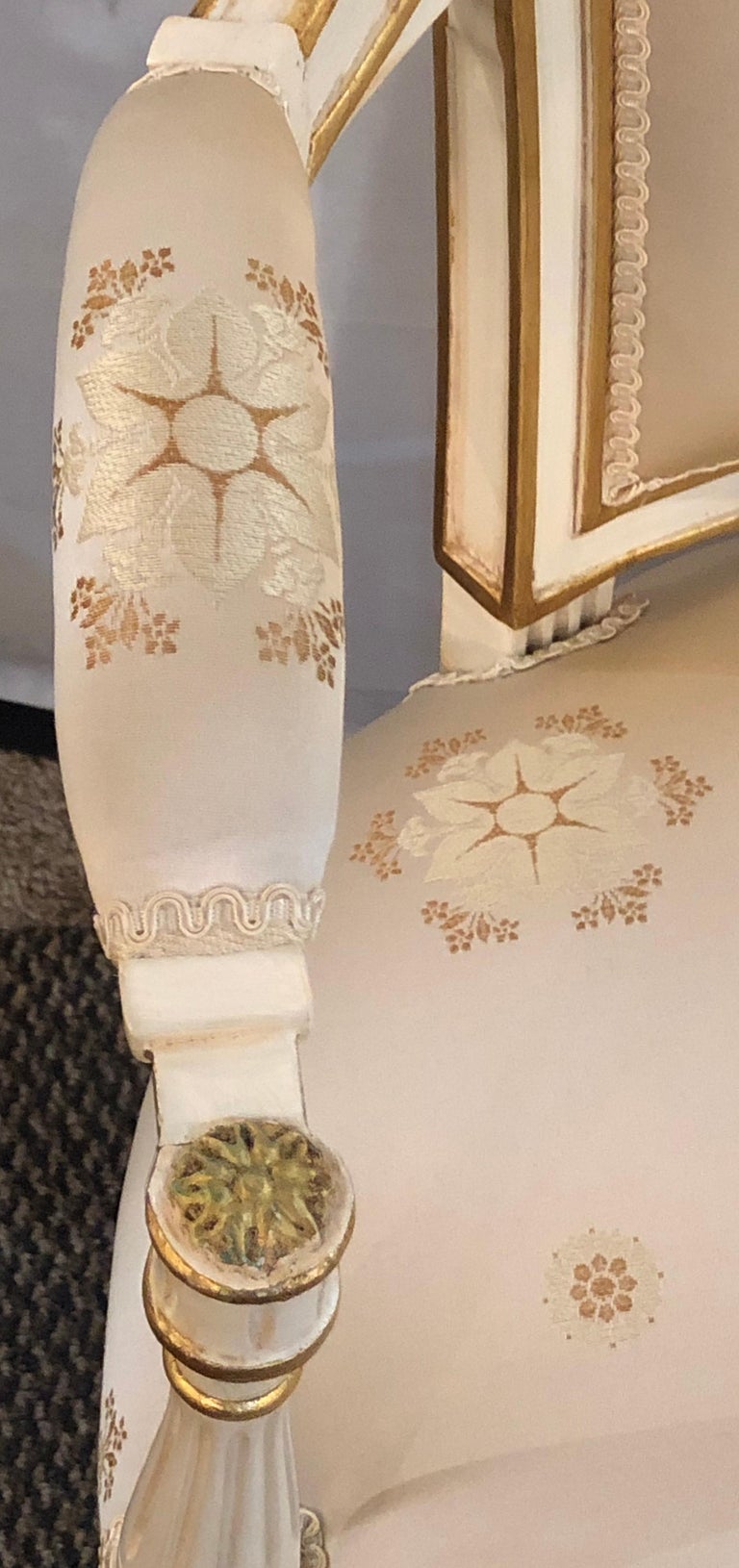 Louis XVI Style Hollywood Regency Fauteuils Scalamandre Silk Upholstery Jansen For Sale 7