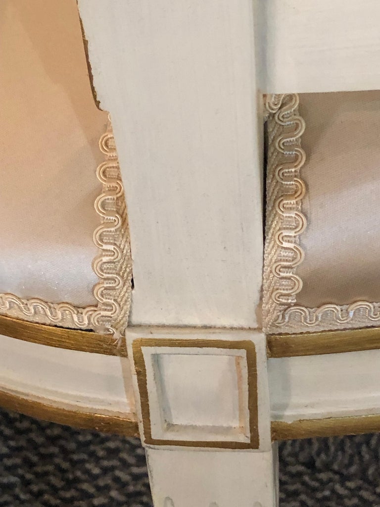 Louis XVI Style Hollywood Regency Fauteuils Scalamandre Silk Upholstery Jansen For Sale 11