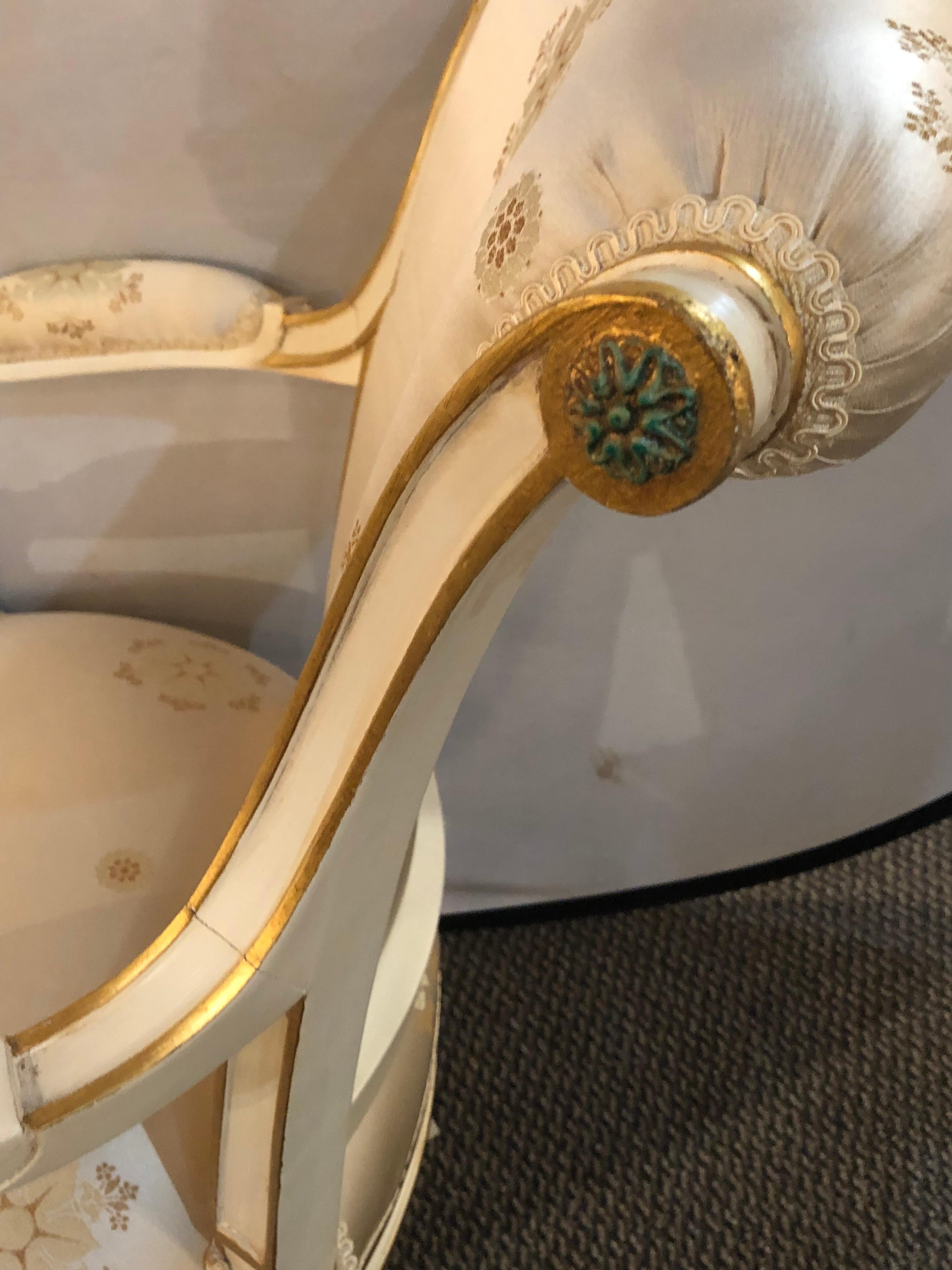 Louis XVI Style Hollywood Regency Fauteuils Scalamandre Silk Upholstery Jansen 1
