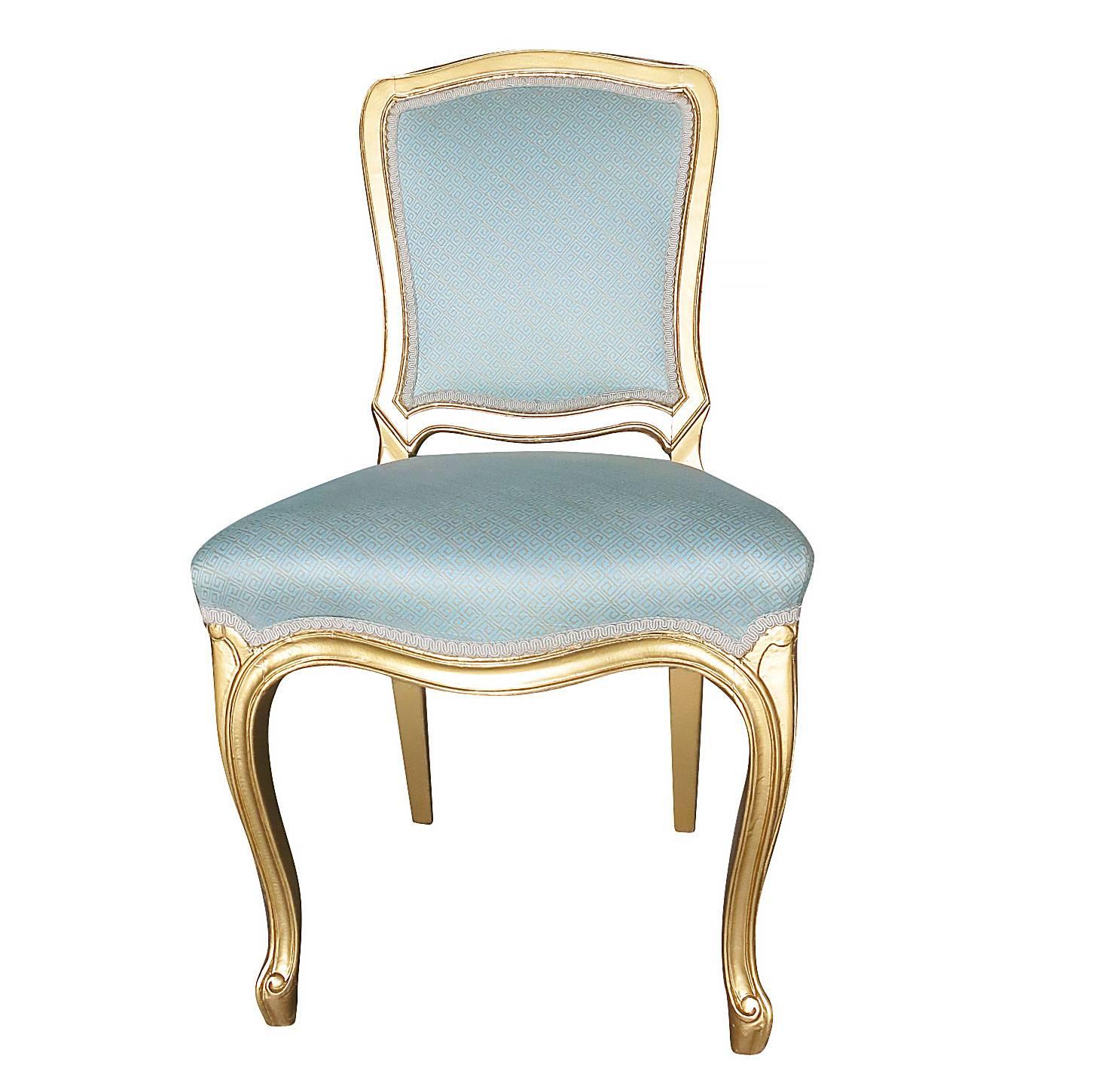 Oak 24 Louis XVI-Style Hollywood Regency Dining Chairs, circa 1950