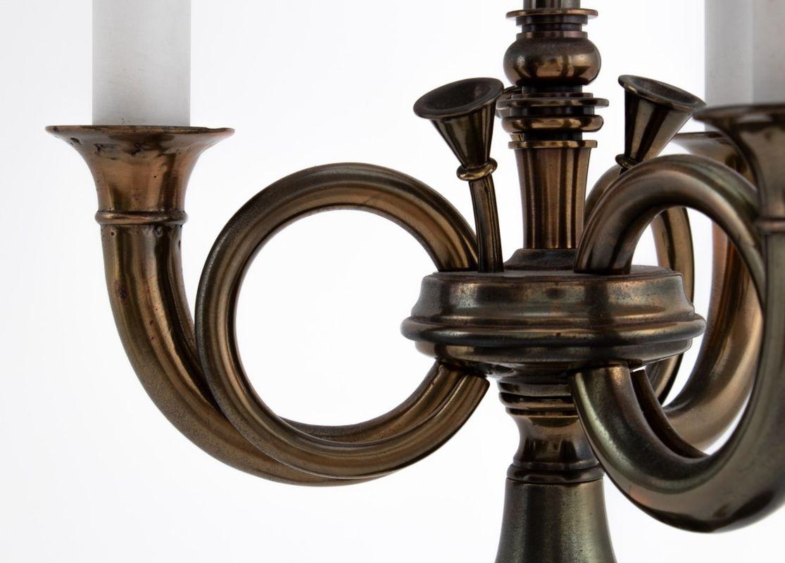 Louis XVI Style Horn Motif Brass Bouillotte Lamp 4