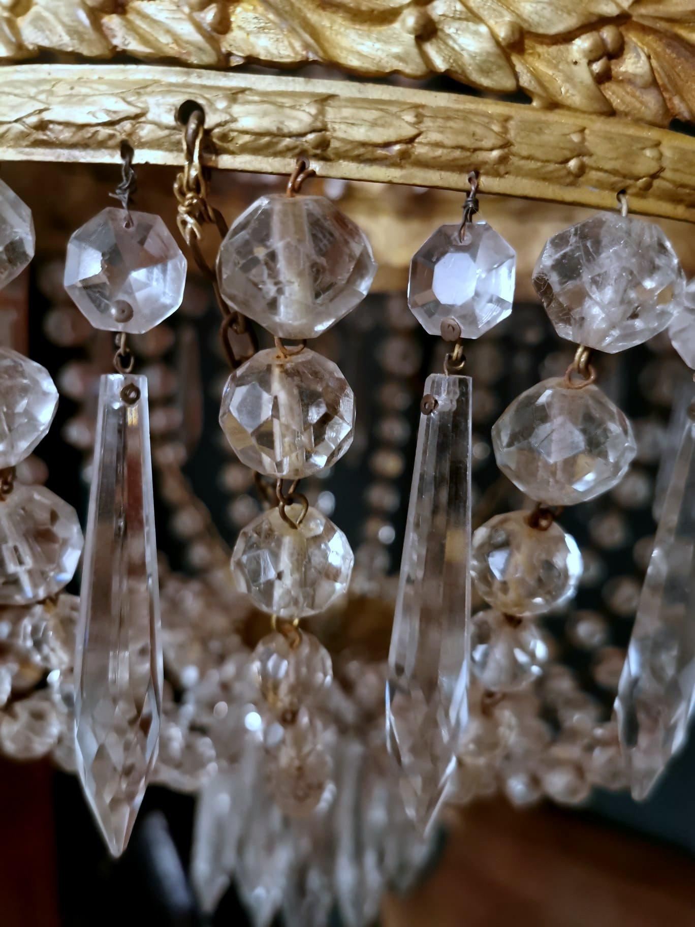 Lustre de style Louis XVI en forme de ballon d'aviation, en cristal au plomb et laiton doré en vente 5