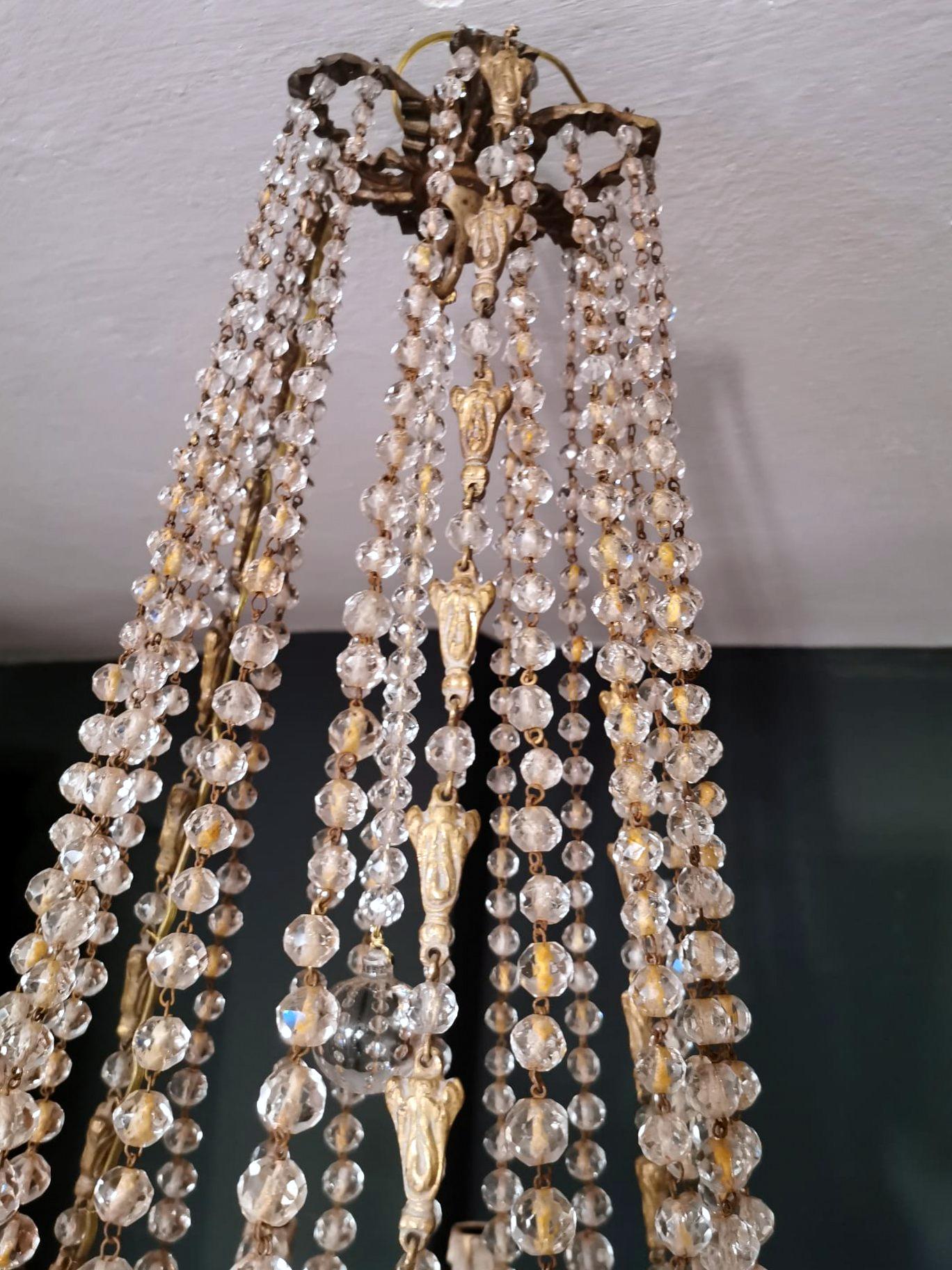Louis XVI Style Hot Air Balloon Chandelier Lead Crystal and Gilded Brass For Sale 7