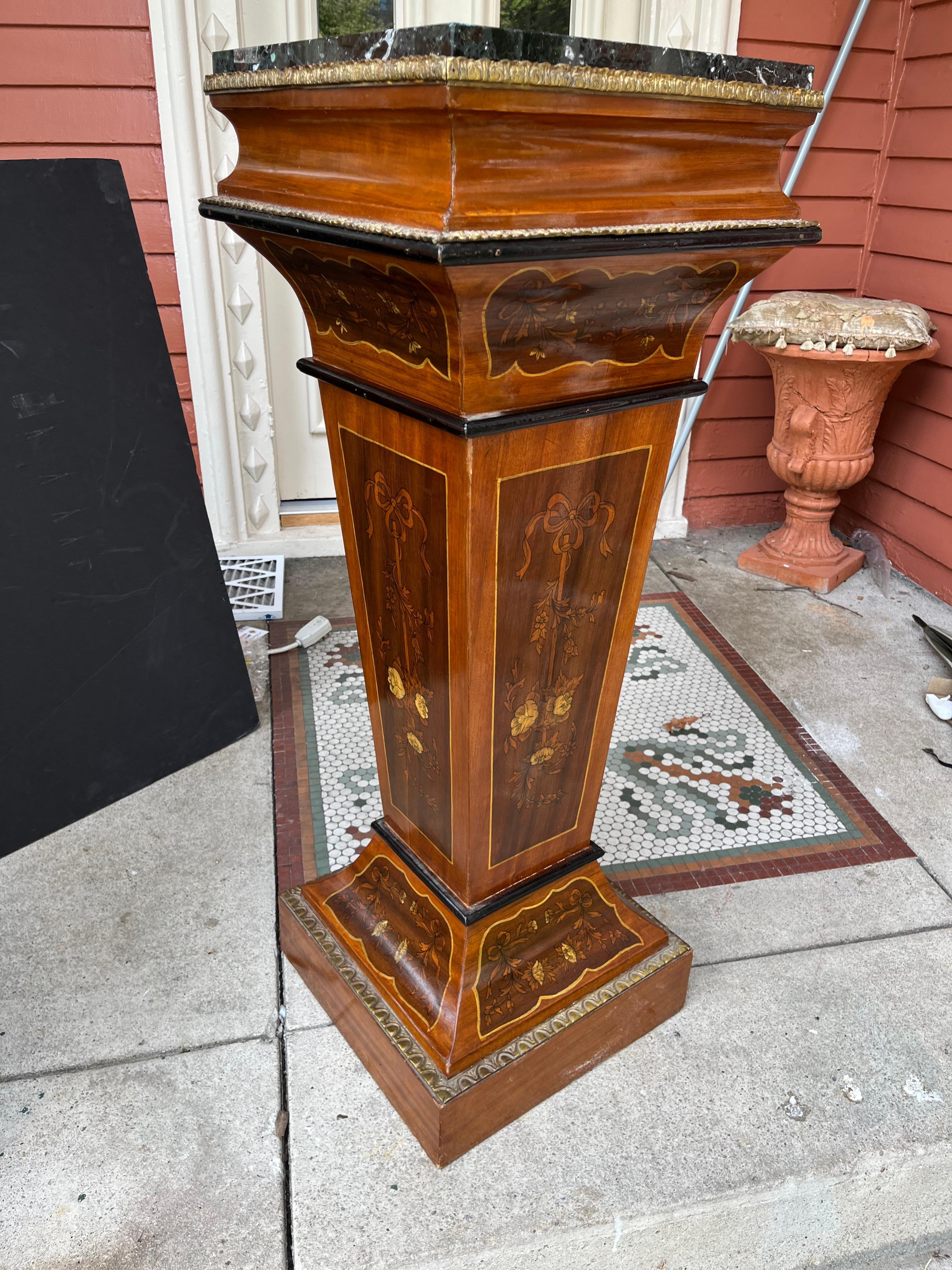 Inlay Louis Xvi Style Inlaid Pedestal  For Sale