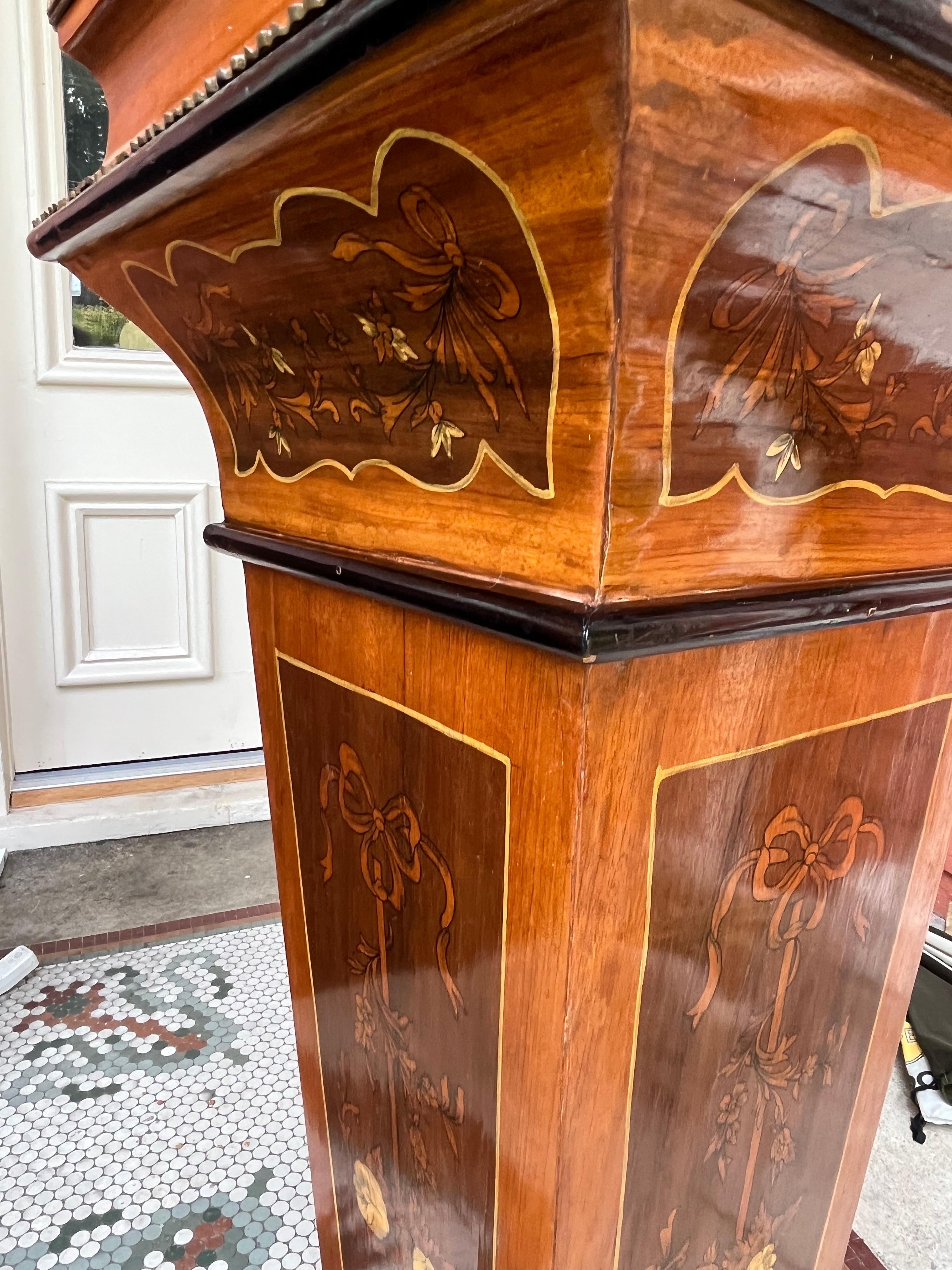 Wood Louis Xvi Style Inlaid Pedestal  For Sale