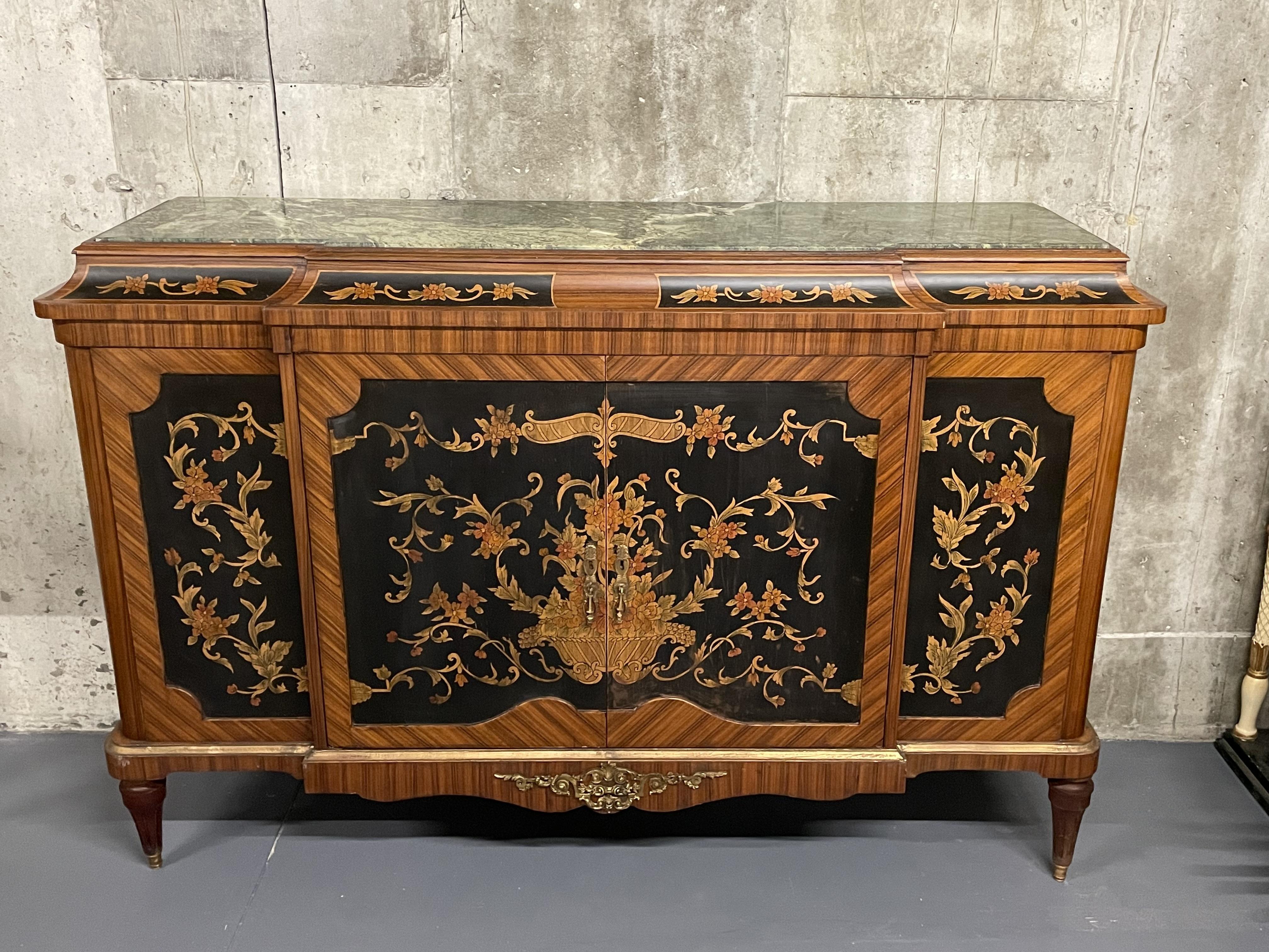 Louis XVI Style Inlaid Server, Buffet or Console, Bronze Mounted, Inlaid In Good Condition In Stamford, CT