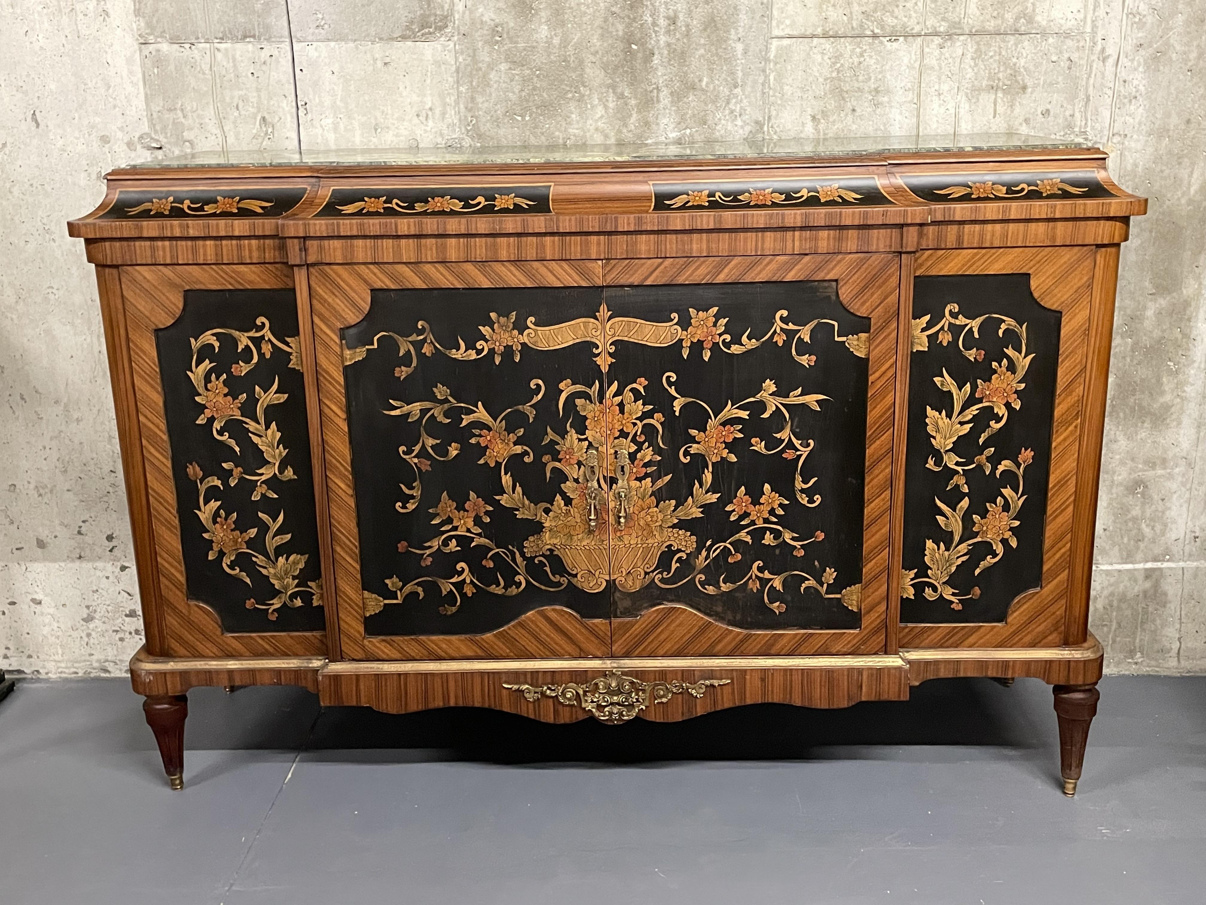 20th Century Louis XVI Style Inlaid Server, Buffet or Console, Bronze Mounted, Inlaid