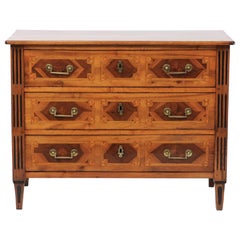 Antique Louis XVI Style Inlaid Three-Drawer Commode from South of France, circa 1870