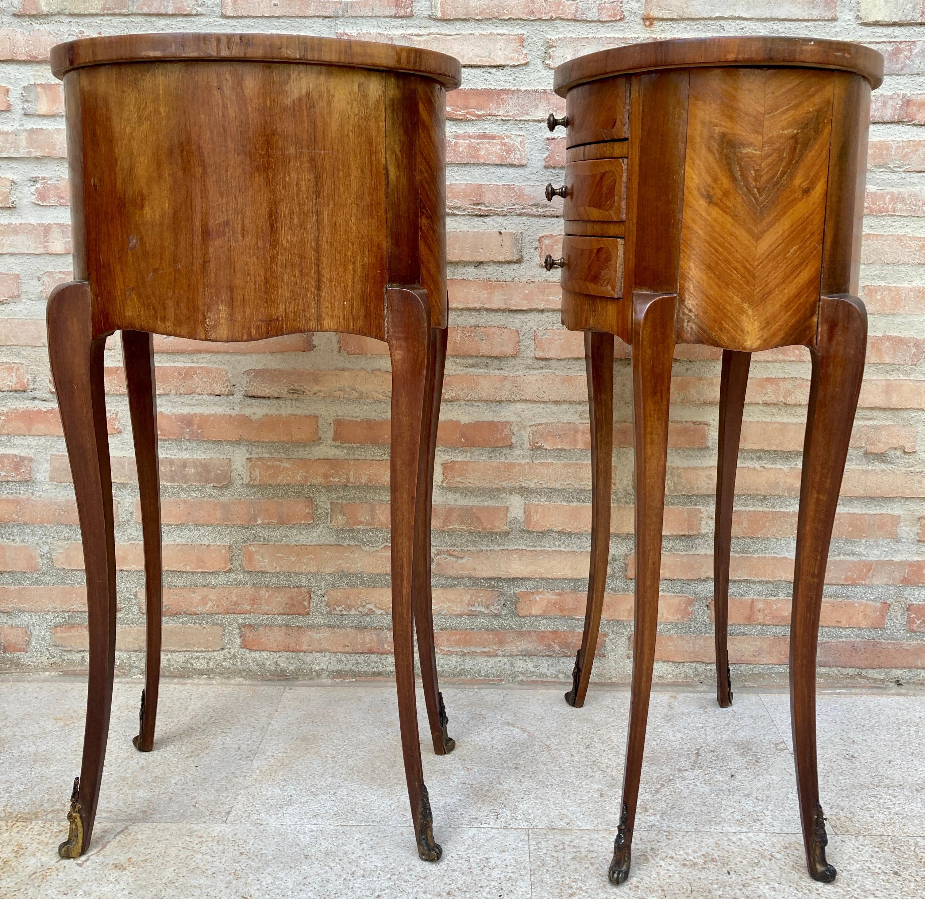 Louis XVI Style Inlaid Walnut Nightstands, France, 1920s, Set Of 2 For Sale 7