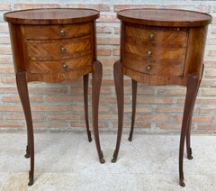 Louis XVI Style Inlaid Walnut Nightstands, France, 1920s, Set Of 2