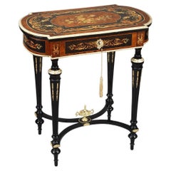 Antique Louis XVI Style Inlaid Wood and Gilded Bronzes Sewing Table, 19th Century
