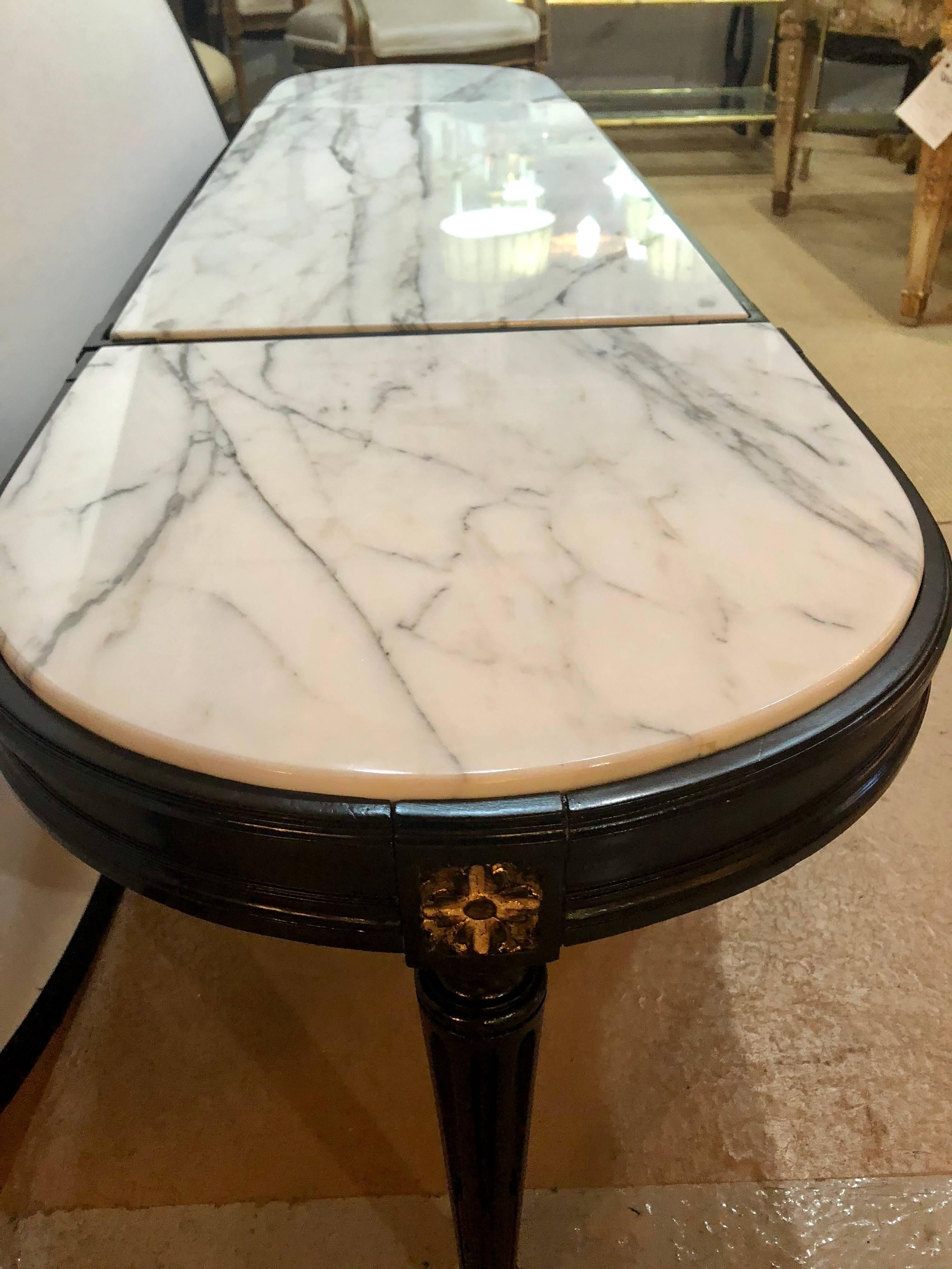 Louis XVI Style Inset Marble-Top Three-Piece Coffee Table, Maison Jansen Manner 1