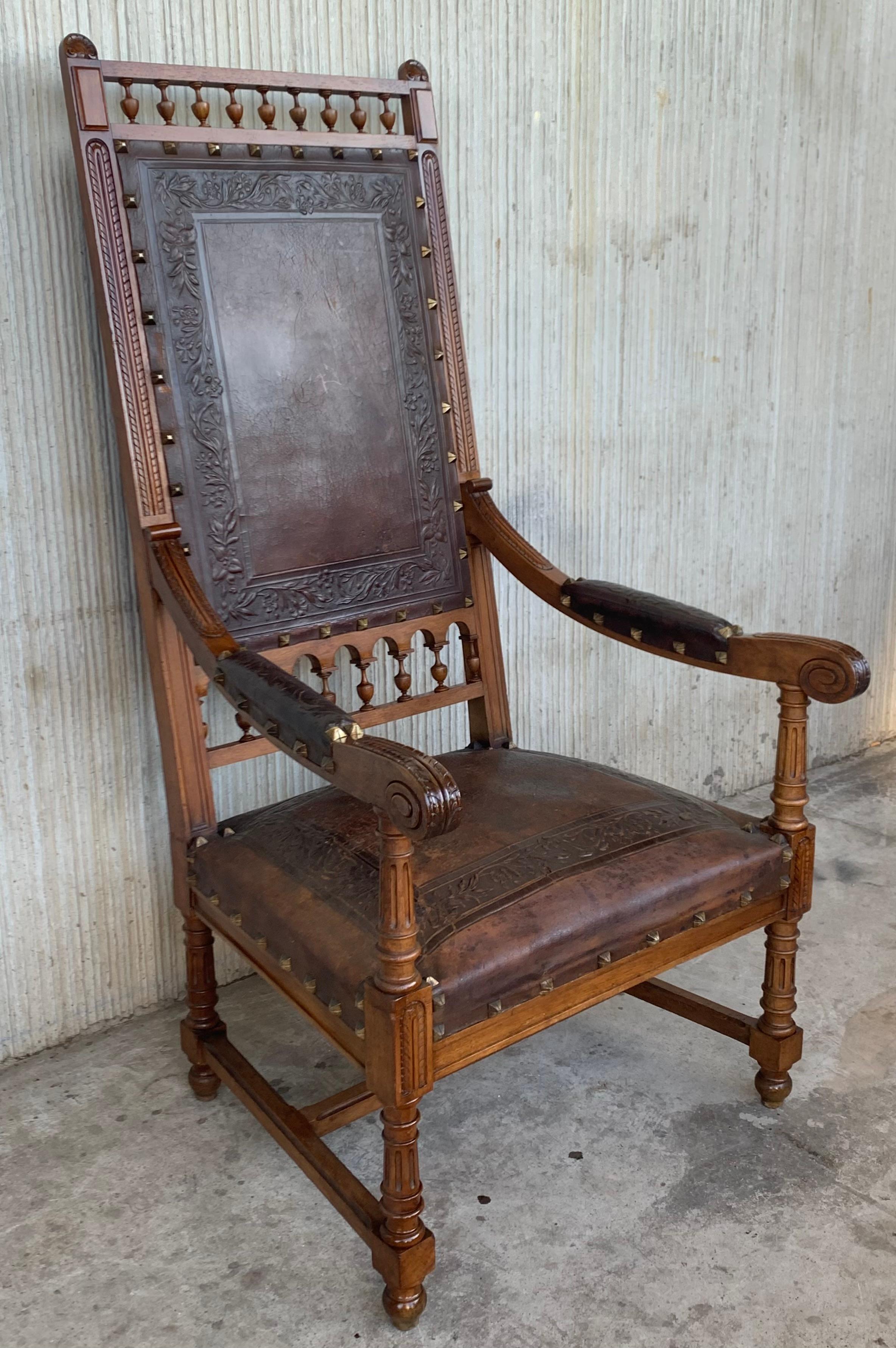 Louis XVI style pair of carved armchairs, Italy, 1900s
Good antique condition with some minor marks from used and age.
A set of two antique baroque side chairs hand-crafted out of walnut wood in a good condition. This set of dining chairs features