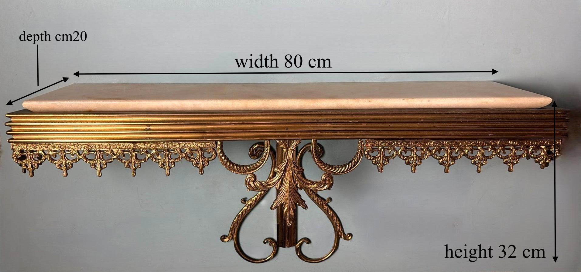 Louis XVI Style Italian Wall-Mounted Console in with Marble Top For Sale 14