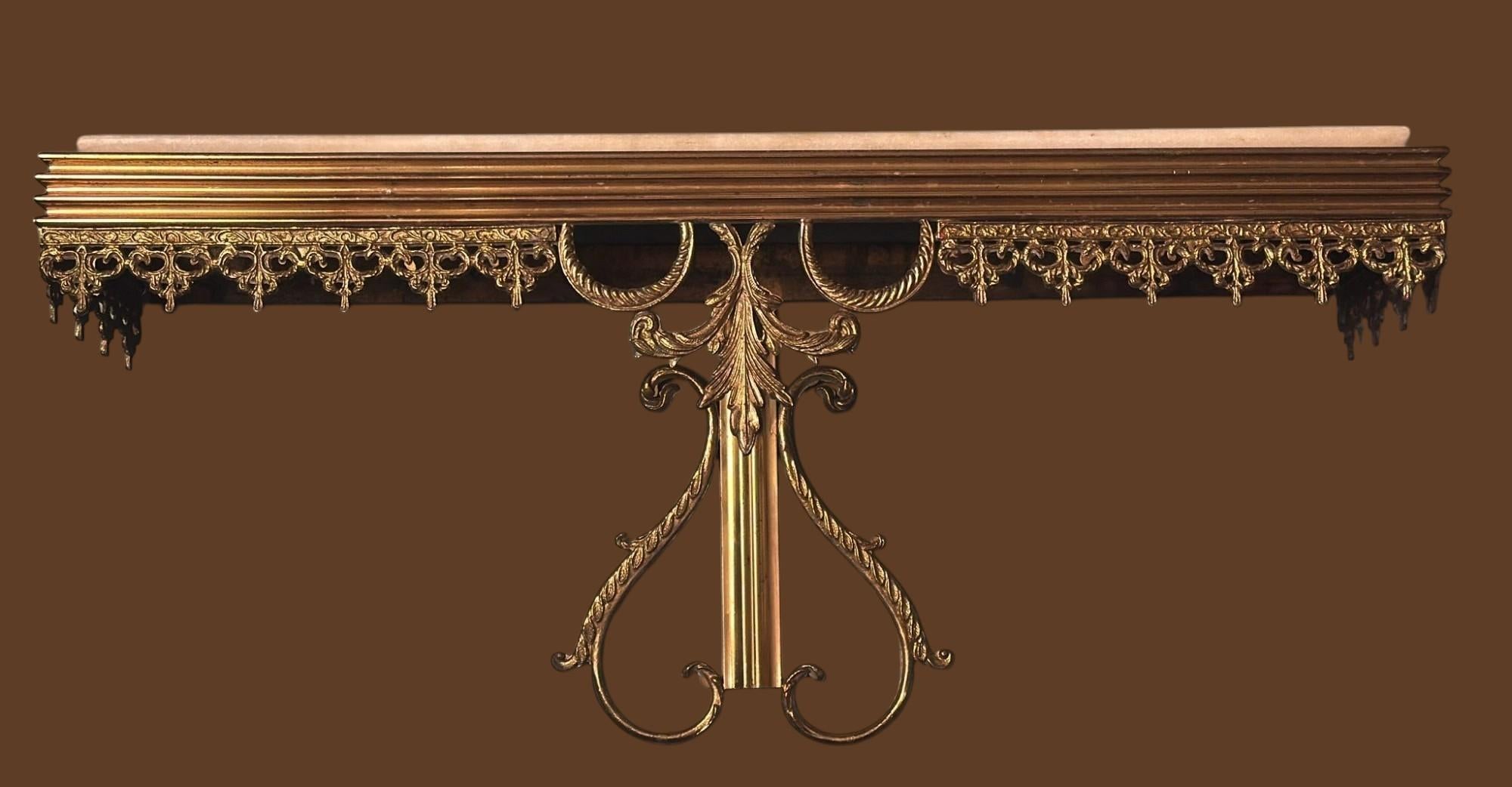 Gilt Louis XVI Style Italian Wall-Mounted Console in with Marble Top For Sale